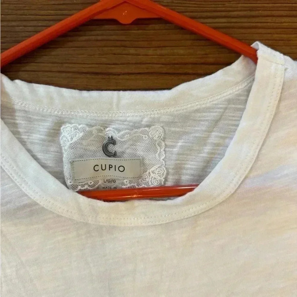 Adorable Cupio Crochet Pocket Tee! Size L - Picture 6 of 9